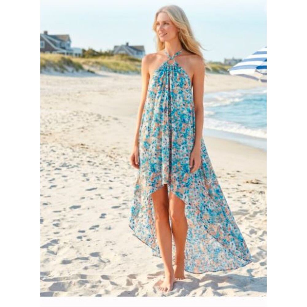 Ramy Brook Women's Printed Jolie Halter High Low Maxi Dress XS NWT 425